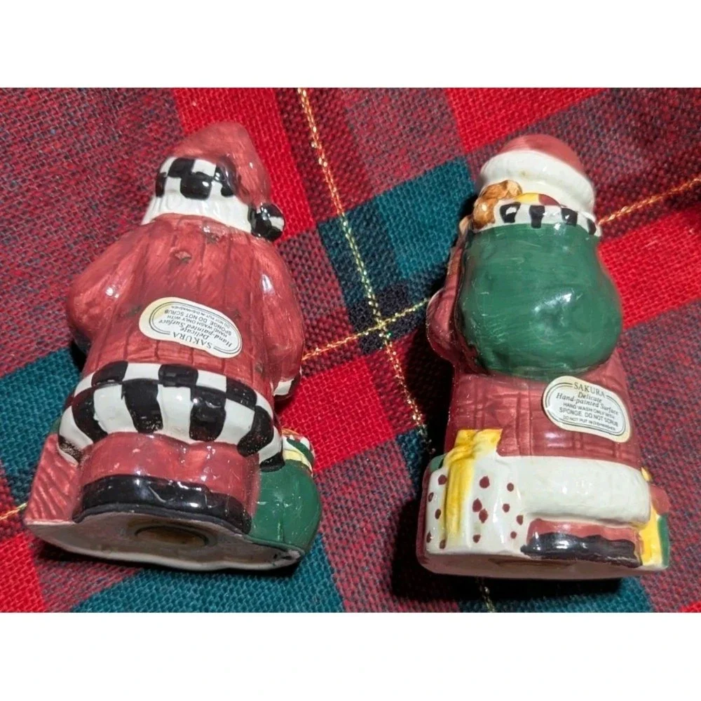 Santa's Spirit Salt Pepper Shaker Vintage Debbie Mumm for Sakura